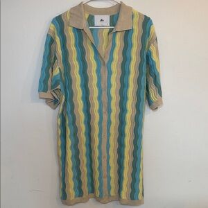 Yellow The Label Felix Knit Short Sleeved Shirt Dress Tropic Size S/M